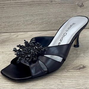Leather Black heels Ramiro Olivares Vintage square toe